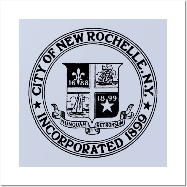 NEW ROCHELLE NY Black City Seal Wall Art by MatchbookGraphics